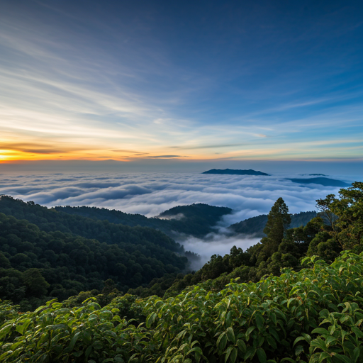 Pemandangan lautan awan dari puncak Lolai